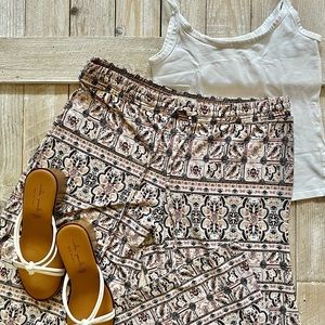 CATO Wide Leg Drawstring Patterned Pant